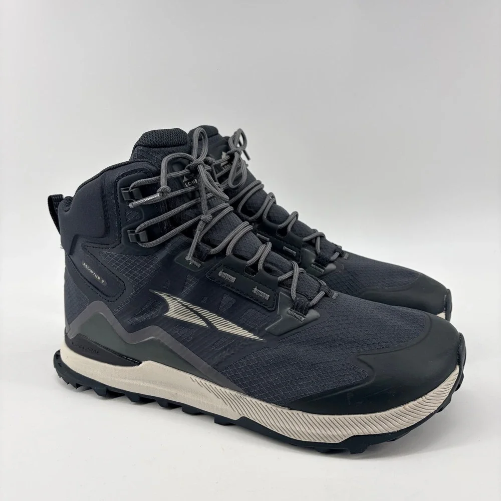 Altra Lone Peak ALL-WTHR Mid 2 Hiking Boots Mens 10.5 Black Gray Trail Shoes